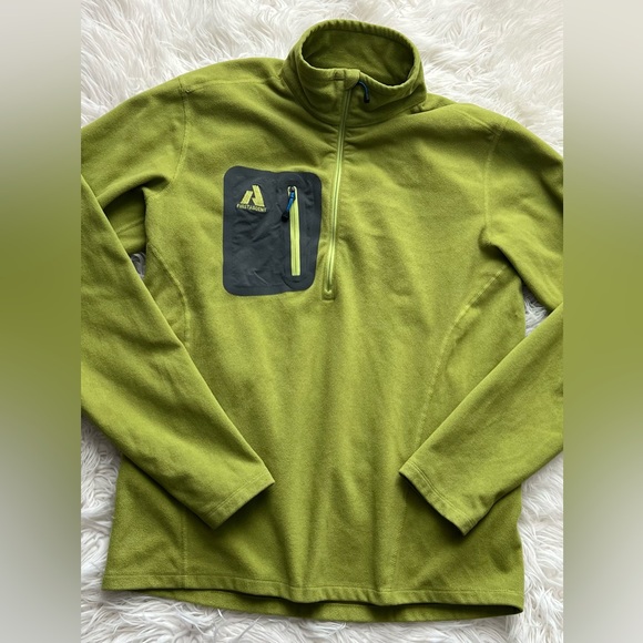 Eddie Bauer FIRST ASCENT Fleece Mens Small Green Quarter Zip Hiking Pullover - Picture 1 of 6